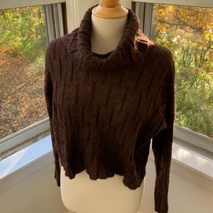 POLES soft mohair blend cable knit cowl neck